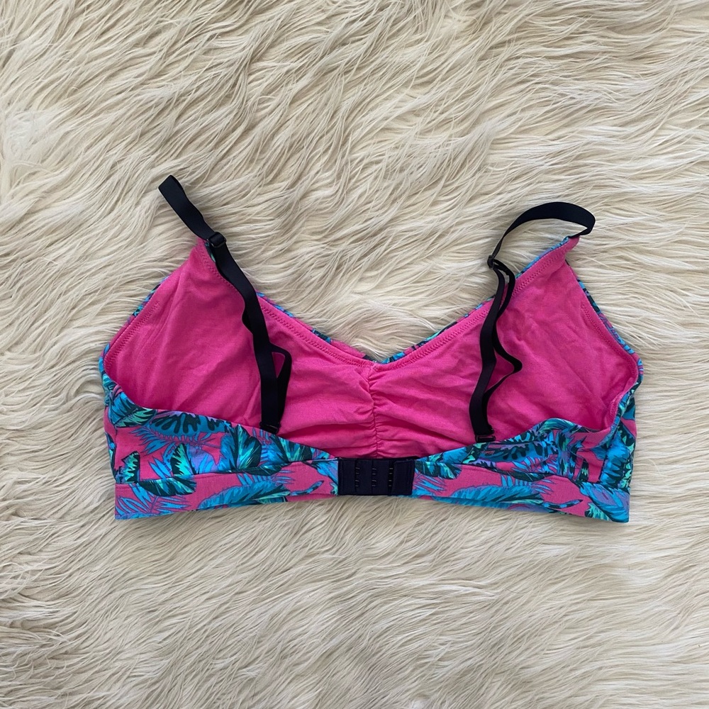 MeUndies Tropical Leaf Bralette in Pink & Teal - Picture 5 of 9